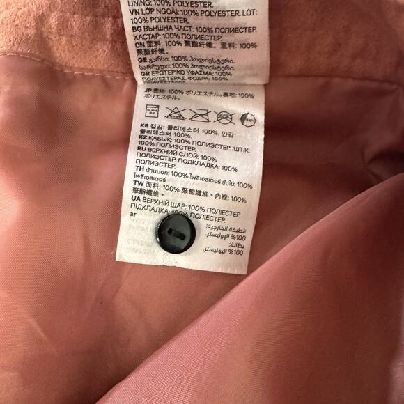 H&M Divided Size 12 Ruffle Hem Short Skirt Salmon Pink soft Suede Feel - Picture 6 of 8